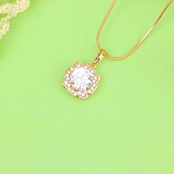 "White Sparkling Round-Cut Pendant in Rose Gold, XPPT1632 - Picture 12 of 13